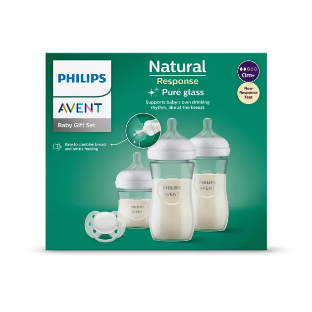 Philips AVENT Natural Response, újszülött ajándékcsomag, SCD878/11, üvegből készült
