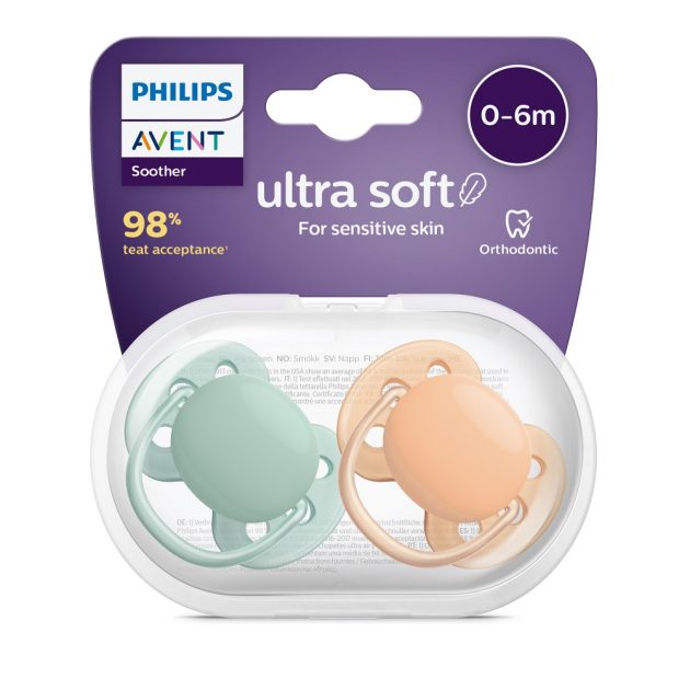 Avent SCF091/03 Játszócumi Ultrasoft Premium neutral 0-6hó, 2 db