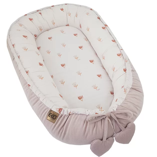 EKO Babafészek pamut Velvet 90x60cm - Beige Meadow