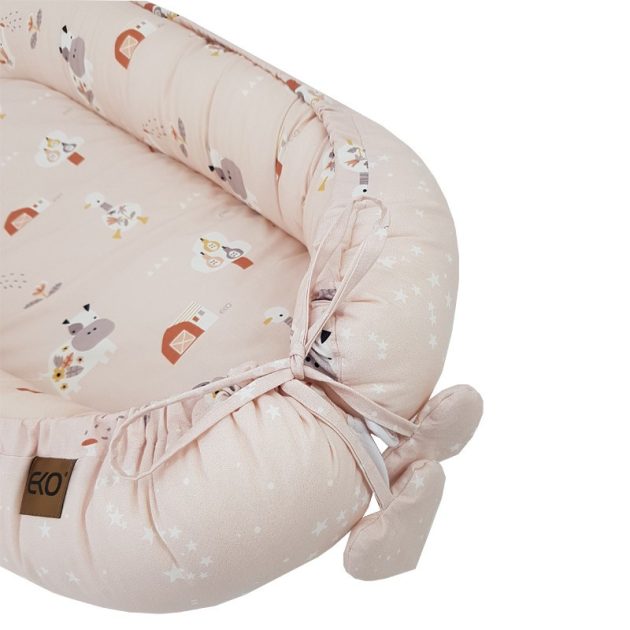 EKO Bölcső kétoldalas pamut 90x60 cm - My farm Stars Powder pink