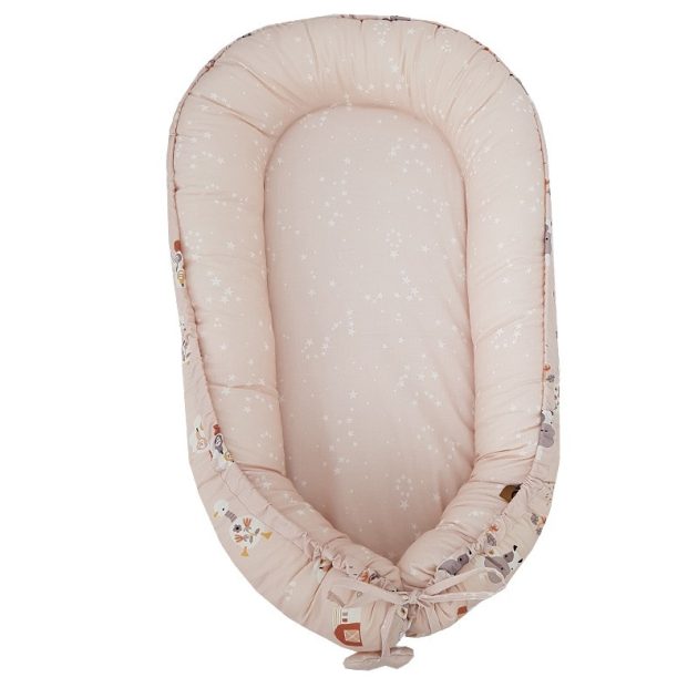EKO Bölcső kétoldalas pamut 90x60 cm - My farm Stars Powder pink