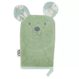   EKO Pamut frottír fürdetőkesztyű fülekkel Bear 20x15 cm - Olive green
