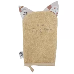   EKO Pamut frottír fürdetőkesztyű fülekkel Cat 20x15 cm - Beige