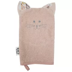   EKO Pamut frottír fürdetőkesztyű fülekkel Cat 20x15 cm - Rose pink