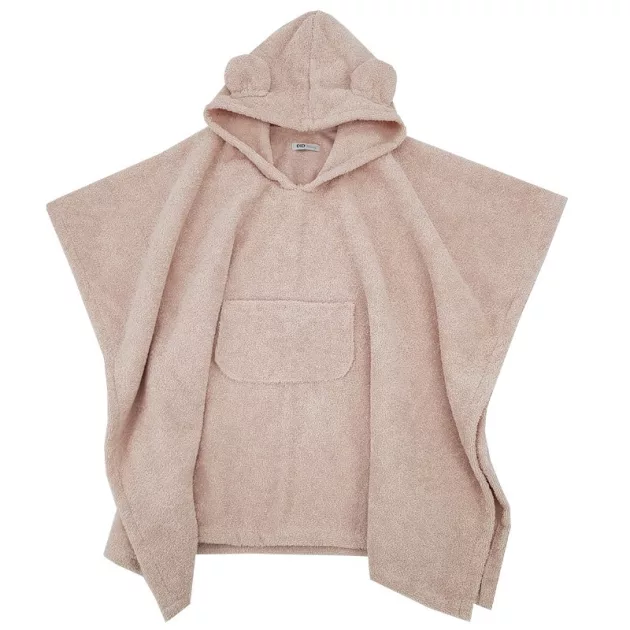EKO Poncso pamutból kapucnival és fülekkel 75x120 cm - Powder pink