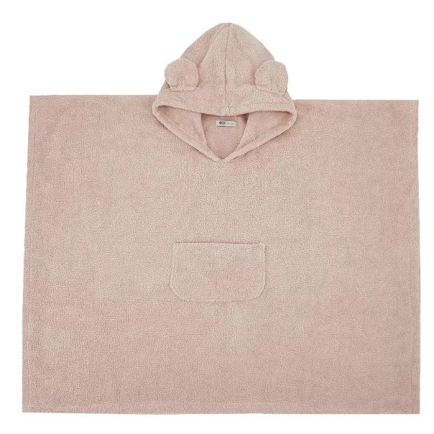 EKO Poncso pamutból kapucnival és fülekkel 75x120 cm - Powder pink