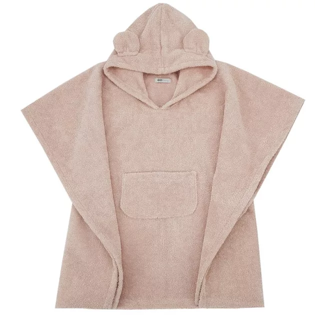 EKO Poncso pamutból kapucnival és fülekkel 75x120 cm - Powder pink