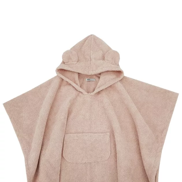 EKO Poncso pamutból kapucnival és fülekkel 75x120 cm - Powder pink