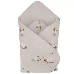   EKO Csecsemőkendő pamut kétoldalas 75x75 cm - Bees Stars Beige
