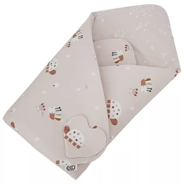 EKO Csecsemőkendő pamut kétoldalas 75x75 cm - Bees Stars Beige