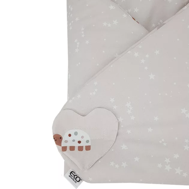 EKO Csecsemőkendő pamut kétoldalas 75x75 cm - Bees Stars Beige