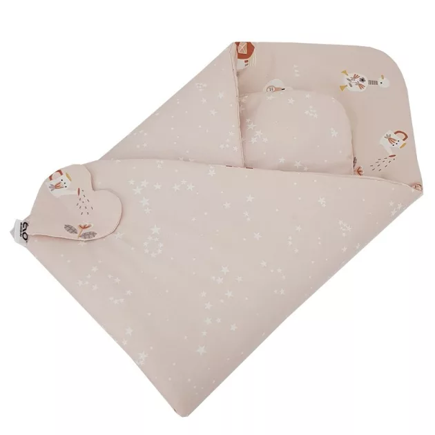EKO takaró pamut kétoldalas My farm 75x75 cm - Powder pink