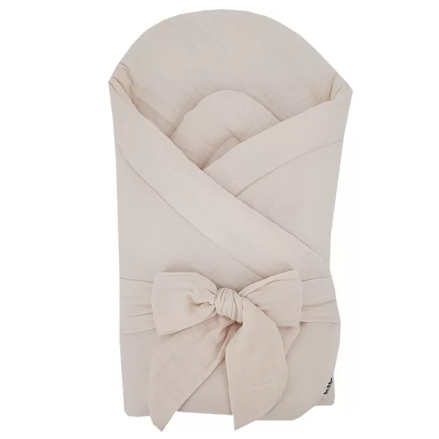 EKO Muszlin pólya kókusz kivehető betéttel és masnival 75x75 cm - Beige