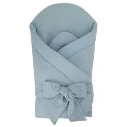   EKO Muszlin pólya kókusz kivehető betéttel és masnival 75x75 cm - Blue