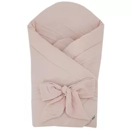   EKO Muszlin pólya kókusz kivehető betéttel és masnival 75x75 cm - Powder pink
