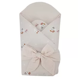   EKO Muszlin pólya kókusz kivehető betéttel Bees Beige 75x75 cm - Beige