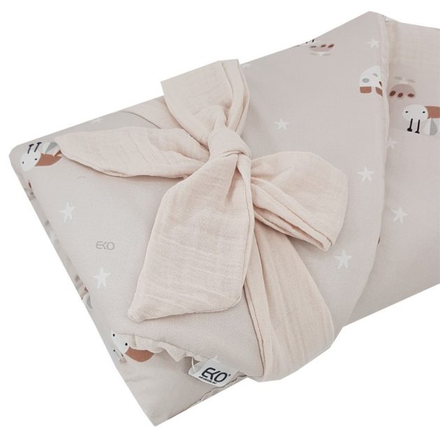 EKO Muszlin pólya kókusz kivehető betéttel Bees Beige 75x75 cm - Beige