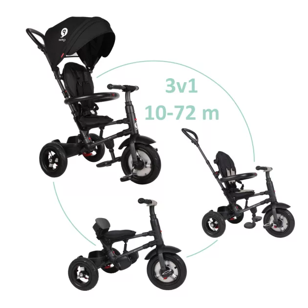 QPLAY Tricikli Rito air gel (Gumi) Black, kor 10-72 hó