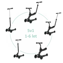   QPLAY Sema Pro 5in1 Roller / Futóbicikli 1-6 éves korig, 50 kg-ig - Black