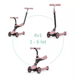   QPLAY Sema 5in1 Roller / Futóbicikli 1-6 éves korig, 50 kg-ig - Pink