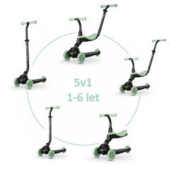   QPLAY futóbicikli / roller Sema Evo LED fényekkel Jade Green, kor 1 - 6 év, 50 kg-ig