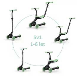   QPLAY futóbicikli / roller Sema Evo LED fényekkel Jade Green, kor 1 - 6 év, 50 kg-ig