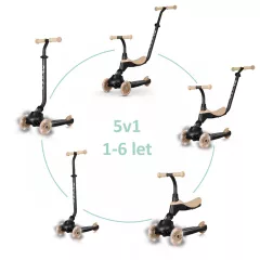   QPLAY futóbicikli / roller Sema Evo LED fényekkel Khaki, 1 - 6 éves korig, 50 kg-ig