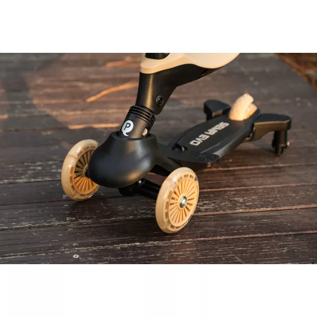 QPLAY futóbicikli / roller Sema Evo LED fényekkel Khaki, 1 - 6 éves korig, 50 kg-ig