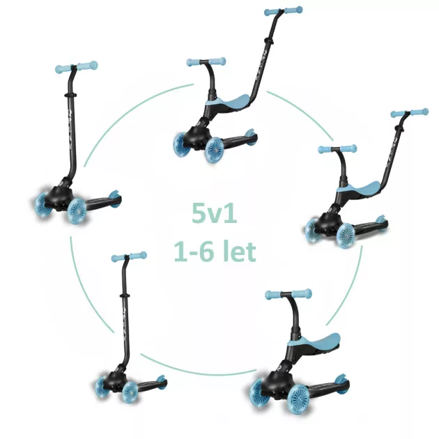 Qplay Sema Evo roller 3az1ben 1-6 éves kor, 50 kg-ig - Sky Blue
