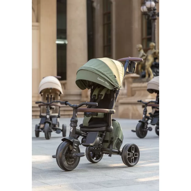 QPLAY Tricikli Comfo Max Olive Green, 7in1, 10-72 hónap