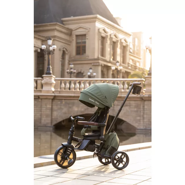 QPLAY Tricikli Comfo Max Olive Green, 7in1, 10-72 hónap
