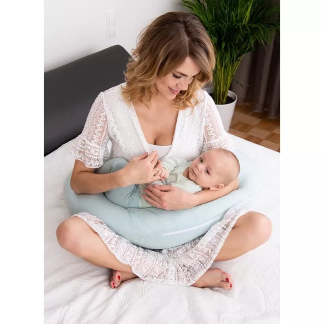 BabyMatex Moon szoptatós párna muszlin 260 cm - világos türkiz