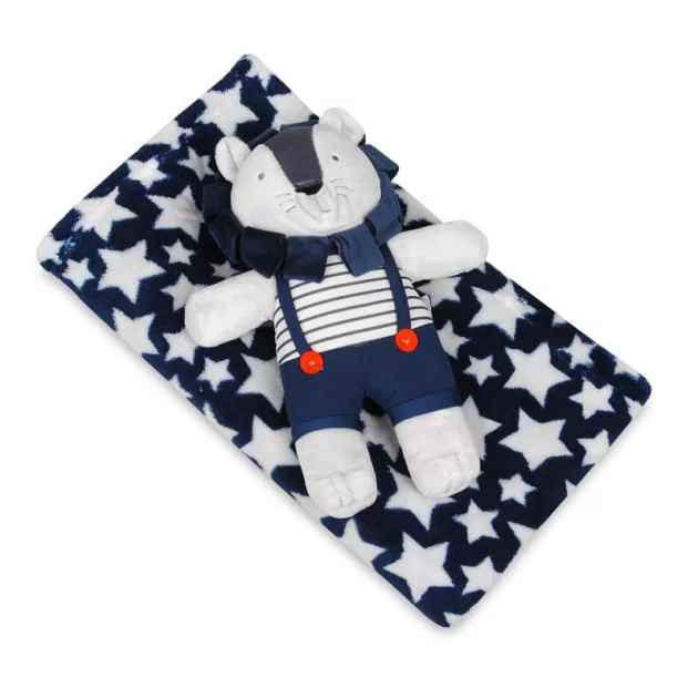 BABYMATEX takaró játékkal 75 x 100 cm - Lion Blue