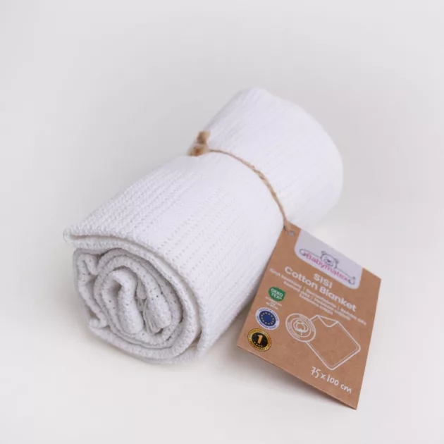 BABYMATEX Kötött pamut takaró 75x100cm Sisi - fehér