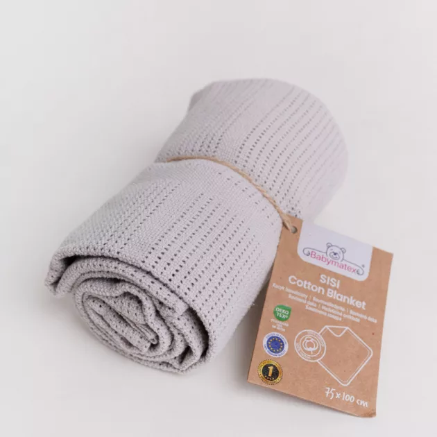 BabyMatex Kötött pamut takaró 75x100cm Sisi - szürke