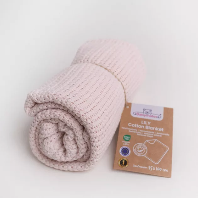 BABYMATEX Pamutból kötött takaró 75x100cm Lili - órózsaszín púder