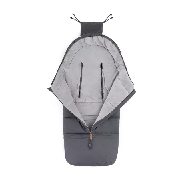 PETITE&MARS Téli szett Jibot 3in1 bundazsák + kézmelegítő kesztyű babakocsira Jasie Charcoal Grey