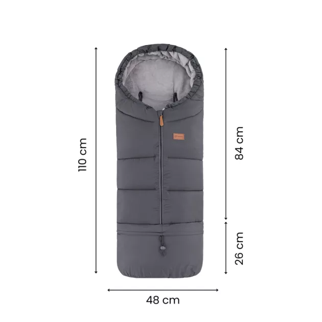 PETITE&MARS Téli szett Jibot 3in1 bundazsák + kézmelegítő kesztyű babakocsira Jasie Charcoal Grey
