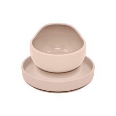   Petite&Mars Szilikon 2 részes étkészlet, tányér + tál, TAKE&MATCH, 6 hó+, Desert Sand