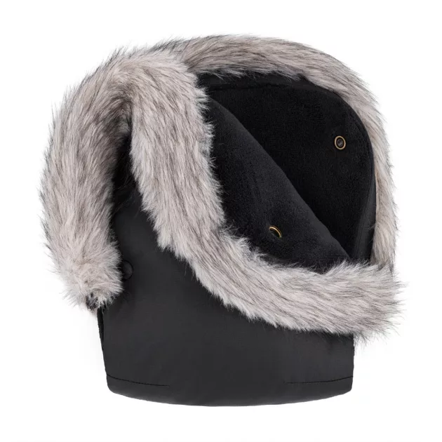 PETITE&MARS Téli szett Arctic 4in1 bundazsák + kézmelegítő kesztyű babakocsira Furry Forever Black