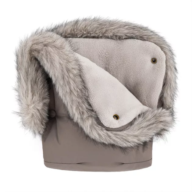 PETITE&MARS Téli szett Comfy 4in1 bundazsák + kézmelegítő kesztyű babakocsira Furry Mocha Mousse