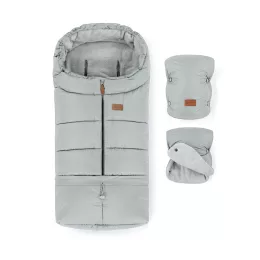   Petite&Mars Téli szett Jibot 3in1 bundazsák és kézmelegítő kesztyű babakocsira - Jasie Quiet Grey