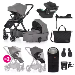   Petite&Mars Babakocsi szett 4v1 ICON XXL AIR + CYBEX Aton B2 i-Size - Dove Grey
