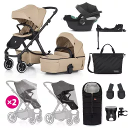   Petite&Mars Babakocsi szett 4v1 ICON XXL AIR + CYBEX Aton B2 i-Size - Mocha Beige