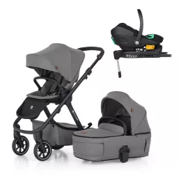   Petite&Mars Kombinált babakocsi ICON 2in1 Dove Grey LITE RWS + Core Pro i-Size Black Grey + Bázis