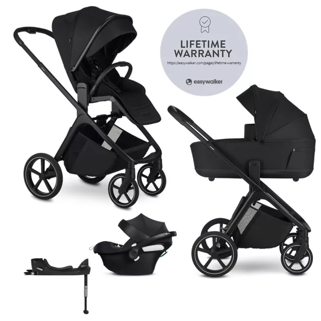 EASYWALKER Kombinált babakocsi Zoey Pure Black + CYBEX Aton B2 i-Size + bázis