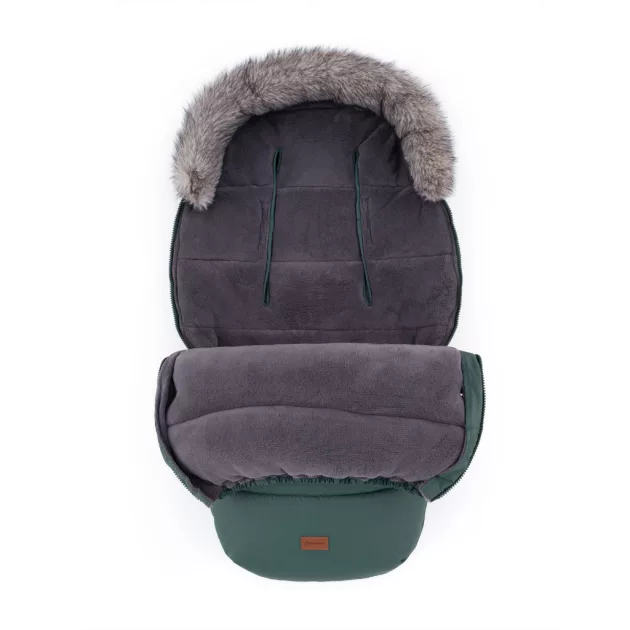 PETITE&MARS Téli szett Comfy 4in1 bundazsák + kézmelegítő kesztyű babakocsira Furry Veritable Khaki
