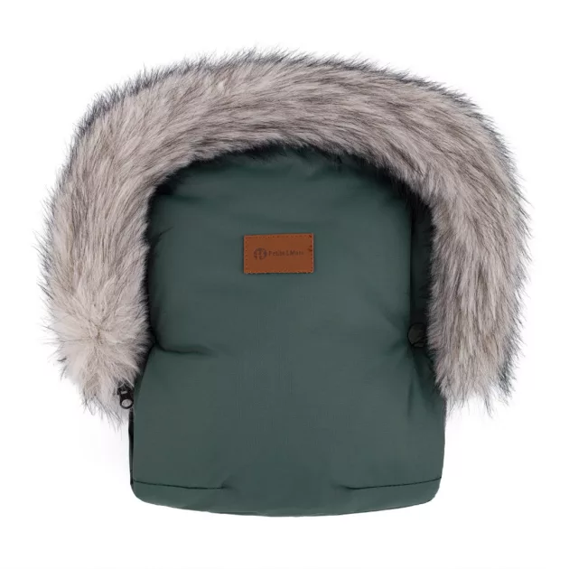 PETITE&MARS Téli szett Comfy 4in1 bundazsák + kézmelegítő kesztyű babakocsira Furry Veritable Khaki