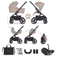   PETITE&MARS Kombinált babakocsi SCOUT 3 az 1-ben Cappuccino Cream + Core Pro i-Size