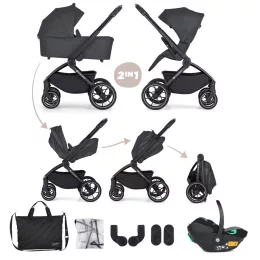   PETITE&MARS Kombinált babakocsi SCOUT 3 az 1-ben Core Pro i-Size - Anthracite Moon